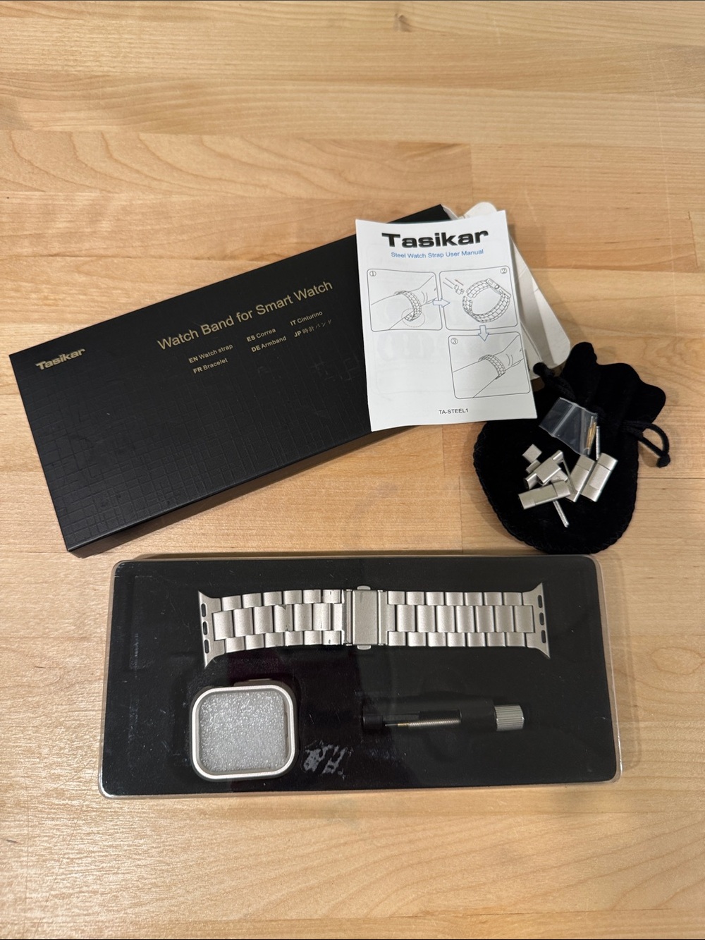 Tasikar Silver Stainless Steel Watch Band for Smart Watch